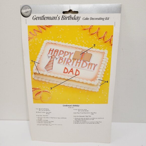 Vtg Wilton Cake Decorating Kit Happy Birthday Tie Suitcase Man Dad Topper - Picture 1 of 5